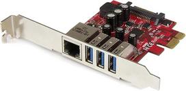 "StarTech. com" 3 prievadų "PCI Express" USB 3.0 kortelė su "Gigabit Ethernet" - triguba "PCIe" USB sąsajos kortelė su GbE jungtimi