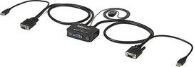"StarTech.com" 2 prievadų VGA USB KVM perjungimo kabelis - VGA KVM perjungiklis su USB maitinimu ir nuotoliniu perjungimu, juodas