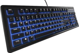 "SteelSeries" klaviatūra "Apex 100" žaidimų klaviatūra - taktilinė ir tyli - mėlynas LED apšvietimas - atspari purslams - medijos valdikliai