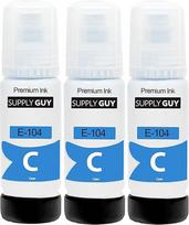 "Supply Guy" rašalas, suderinamas su Epson 104 Cyan EcoTank ET-2710 ET-2711 ET-2712 ET-2714 ET-2715 ET-2720 ET-2721 ET-2726 ET-2810 ET-2815 ET-2820 ET-2820 ET-2822 1 ET-2 1825 ET-2826 ET-4700 ET-4800 (3