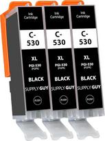"Supply Guy" spausdintuvo kasetės, suderinamos su "Canon" PGI-530 PGBK juodos spalvos kasetėmis, tinkančiomis "Pixma" TS-8500 serijos spausdintuvams TS-8550 TS-8551 TS-8552 TS-8700 TS-8750 TS-8751 (3 kasetės)