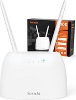 "Tenda 4G06" 4G "Volte" WLAN maršrutizatorius SIM kortelėms (150Mbps atsisiuntimas, 50Mbps išsiuntimas, 300Mbps 2,4 GHz), 2 nuimamos antenos, "Plug & Play", be SIM kortelės blokavimo, LAN/WAN prievadas ir tel. prievadas, baltos spalvos