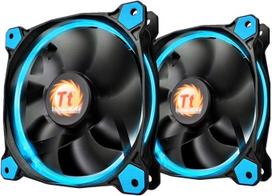 "Thermaltake RIING" 140 mm mėlynos spalvos LED itin tylus didelio oro srauto kompiuterio korpuso ventiliatorius, dviguba pakuotė CL-F048-PL14BU-A