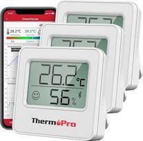"ThermoPro TP357-3" 80 m "Bluetooth" higrometras patalpoje 3 kambarinių termometrų rinkinys Skaitmeninis termometras su programėle Mini termometras, skirtas naudoti patalpose, su šypsenėlės indikatoriaus duomenų grafika, skirtas patalpoms, biurui, vyno rū