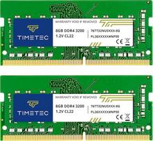 "Timetec Premium" 16GB (2x8GB) DDR4 3200MHz (PC4-3200AA) PC4-25600 SODIMM - ne ECC, be buferizavimo, 260 kontaktų, 1,2 V CL22 atminties modulis, skirtas nešiojamiesiems kompiuteriams, miniatiūriniams kompiuteriams ir "viskas viename" kompiuteriams