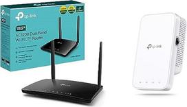 "TP-Link Archer MR550" 4G+ Cat6 300Mbps maršrutizatorius, "Wi-Fi AC1200 Dual Band" ir RE330 WLAN stiprintuvas AC1200