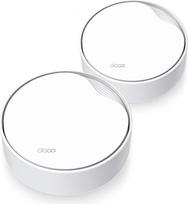 "TP-Link Deco X50-PoE Wi-Fi 6 Mesh WLAN" rinkinys (2 pakuotės), AX3000 dviejų dažnių maršrutizatorius ir kartotuvas (palaiko PoE ir nuolatinės srovės maitinimą, 2,5Gb/s prievadas, veikimo spindulys iki 420 m², WPA3, idealiai tinka dideliems namams), balt