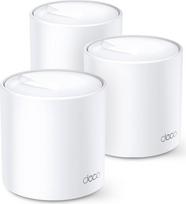 "TP-Link Deco X60 Mesh WLAN" rinkinys (3 pakuotės), AX3000 dviejų juostų maršrutizatorius ir kartotuvas (veikimo spindulys iki 650 m², WPA3, idealiai tinka dideliems namams, suderinamas su "Amazon Alexa", 6 x Gigabitiniai prievadai), baltas