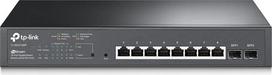 "TP-Link TL-SG2210MP Jetstream" 10 prievadų gigabitinis išmanusis komutatorius su 8 PoE+ prievadais ir 2 SFP lizdais (150 W, montuojamas į stovą), juodas