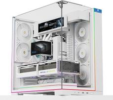"TR A70 Vision White ATX" žaidimų kompiuterių korpusas | Trijų pusių panoraminis stiklo skydelis be stulpelių | 8 ventiliatorių lizdai | Midi Tower kompiuterių korpusas | Su USB-C prievadu ir integruotu 9,16 colių LCD ekranu