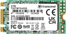 "Transcend MTS425S" 2TB M.2 2242 SATA III B+M raktas, 3D NAND, be DRAM, iki 550/500mb/s, vidinis SSD diskas žaidimams skirtiems nešiojamiesiems kompiuteriams, ultrabookams ir NUC