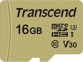"Transcend" 16GB microSDXC/SDHC 500S atminties kortelė su adapteriu