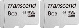 "Transcend" 8GB microSDHC 300S sparčioji atmintinė, C10, iki 20MB/s | Idealiai tinka išmaniesiems telefonams, planšetiniams kompiuteriams ir greitam programėlių veikimui (2 vnt.)