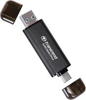 "Transcened ESD310" 512GB USB 10Gb/s, C/A tipo, juodas, iki 1050MB/s, išorinis SSD diskas, su dviem prievadais (USB-C ir A), skirtas "iPhone 15/16/17" ir "Android