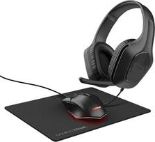 "Trust Gaming GXT 790 Tridox" žaidimų kompiuterio rinkinys - lengvos ausinės su 50 mm garsiakalbiu ir 3,5 mm lizdu, programuojama USB pelė 200-6400 DPI, pelės kilimėlis, kompiuterio / nešiojamojo kompiuterio žaidėjo sąranka - juodos spalvos