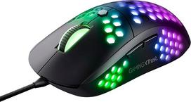 "Trust Gaming GXT 960 Graphine" lengva RGB žaidimų pelė, 74 g, 200-10 000 DPI, reguliuojamas dažnis iki 1000 Hz, 6 programuojami mygtukai, kompiuterinė pelė nešiojamajam kompiuteriui, kompiuteriui, "Windows" - juoda