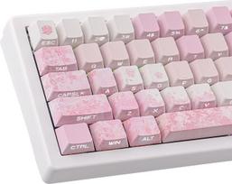 "Tsungup Keycaps Cherry Blossom Tie-Dye" klavišų dangtelių rinkinys - pagal užsakymą atspausdinti PBT rausvos spalvos klavišų dangteliai, 131 klavišų gradientas "DoubleShot Sakura" klavišų dangteliai "Cherry Profile" klaviatūros klavišų dangteliai mechani