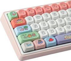"Tsungup PBT" klavišų dangteliai, "Custom Cute Keycaps" 126 klavišų MOA profilio dažų sublimacinės dangteliai, suderinami su "Cherry MX" jungikliais ANSI išdėstymo mechaninėms žaidimų klaviatūroms