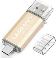 "USB Stick" 128GB C tipo atminties kortelė "Memory Stick OTG Memory Stick 2-in-1" USB 3.0 rašiklinis diskas, skirtas kompiuteriams, nešiojamiesiems kompiuteriams ir kitiems USB-C įrenginiams (128GB, aukso spalvos)
