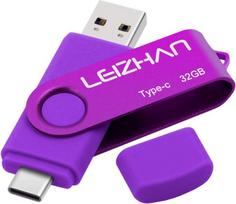"USB Stick" C tipo atminties kortelė "Memory Stick" 32GB OTG (On The Go) 2-in-1 USB C atminties kortelė, skirta C tipo išmaniesiems telefonams ir "MacBook" (32GB, violetinė)