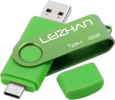 "USB Stick" C tipo atminties kortelė 32GB OTG (On The Go) 2-in-1 USB C atminties kortelė, skirta C tipo išmaniesiems telefonams ir "MacBook" (32GB, žalia)