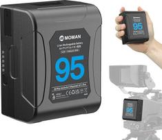 "V Mount" baterija, "Moman Power 95" maža "V-Lock" baterija 95 Wh 6450 mAh 14,8 V su 2 x D-TAP/USB-A/BP išvestimi, maža nešiojama "Sony Canon" fotoaparatui BMPCC 4k vaizdo kamerai DSLR monitoriui, "VMount" baterija "Mini VLock" baterija