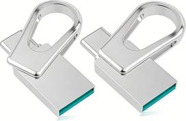 "Vansuny" 2 USB C atminties kortelių pakuotė 32GB Mini USB atminties kortelė 3.0 2-in-1 OTG Flash Drive Dual USB C Memory Stick Metal Waterproof for iPhone 15 Smartphone Android Windows Mac OS Silver