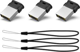 "Vansuny" 3 USB atmintinių pakuotė 16GB mini USB atmintinės 2.0 Memory Stick 16GB išorinės atminties USB atmintinės su dirželiu Nešiojamoji atmintinė automobiliui / staliniam / nešiojamajam kompiuteriui (juoda)