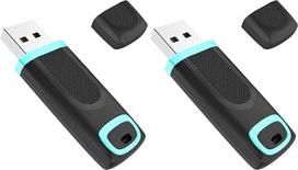 "Vansuny" didelės spartos 128GB USB 3.0 atmintinė su LED indikatoriumi, skirta asmeniniam kompiuteriui / nešiojamajam kompiuteriui / automobilio garso aparatūrai / išmaniajam televizoriui (128GB, žydros spalvos) (2 vnt.)