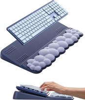 "VAYDEER" ergonominė klaviatūros riešo atrama su paaukštinimu - "2-in-1" debesų klaviatūros pakyla ir minkšta atminties putų riešo atrama, neslystanti, skirta biurui ir žaidimams (mėlynai pilka)