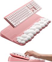 "VAYDEER" ergonominė klaviatūros riešo atrama su paaukštinimu - "2-in-1" klaviatūros pakyla ir atminties putų riešo atrama, neslystanti, skirta biurui, namų biurui ir žaidimams (rožinė balta)