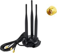 "Vecys WiFi" 2.4G / 5.8G dviejų dažnių 8 dBi MIMO daugiakryptis signalo stiprintuvas Magnetinė bazė RP-SMA adapteris 2 m 6,6 pėdų PCIE tinklo WLAN žemėlapio maršrutizatoriui Išorinė belaidė WLAN antena