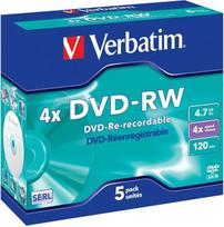 "Verbatim DVD-RW Matt Silver" - tušti DVD diskai (4,7GB, DVD+R, 120 min, 120 mm, korpusas) 4,7GB DVD-RW Silver
