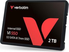 "Verbatim Vi550 S3 SSD 2TB vidinis 2,5" SATA III SSD diskas su 3D NAND technologija, iki 550MB/s skaitymo sparta, idealiai tinka kompiuteriams ir nešiojamiesiems kompiuteriams, juodas