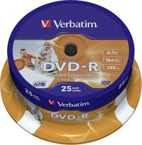 "Verbatim" DVD-R - 4,7GB/120 min 16x/su verpstele Spausdinama - 25 vnt. pakuotė