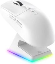 "VGN Game Power Attack Shark X6 Superlight" belaidė žaidimų pelė su RGB įkrovimo stotele, 49 g itin lengva pelė, 26000 DPI, "PixArt PAW3395", 2.4G/BT/laidinė, iki 200 valandų veikianti baterija, G502, PC/Mac, balta