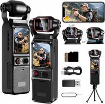 "Vlogging WiFi" veiksmo kamera 4K, 160° sporto veiksmo kamera, nešiojamoji kišeninė kamera su 180° pasukamu objektyvu ir 1,69 colio jutikliniu ekranu, skaitmeninė vaizdo kamera, skirta kelionėms ir sportui, "Vlog Camcorde