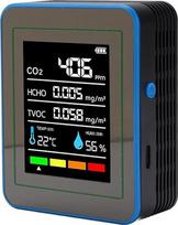 "Wakects Luftqualitätsmonitor", Tragbarer ABS-CO2- ir HCHO-Detektor mit Temperatur- und Luftfeuchtigkeitsmessung für den Innenbereich (#1)