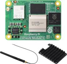 "Waveshare CM5 Pi Compute Module 5" su oficialiu Raspberry Pi CM5116000 (su belaidžiu ryšiu, 16GB RAM, 0GB (Lite) eMMC Flash), antenų rinkiniu ir šildymo radiatoriumi