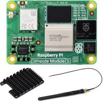 "Waveshare CM5 Pi Compute Module 5", pridedamas oficialus "Raspberry Pi CM5116064" (su belaidžiu ryšiu, 16GB RAM, 64GB "eMMC Flash"), antenos komplektas ir ŠILDYMO MIKROAPLINKA.