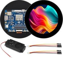"Waveshare ESP32-P4" 3,4 colių apvali jutiklinio ekrano kūrimo plokštė, 800 x 800 raiška, 170° matymo kampas, optiškai surištas grūdinto stiklo skydelis, įmontuoti du mikrofonai, palaiko "Wi-Fi 6" / BT5
