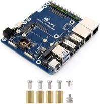 "Waveshare" dviguba eterneto bazinė plokštė, suderinama su "Raspberry Pi CM5", palaiko 4G/5G, dvigubos 4K ekrano išvestys, dvigubos MIPI sąsajos, 40PIN GPIO antraštė, dvigubi USB 3.2 Gen1 prievadai, PoE modulio palaikymas