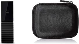 "WD My Book Desktop Storage" 12 TB (išorinis kietasis diskas, automatinės atsarginės kopijos, apsauga slaptažodžiu, socialinės žiniasklaidos ir debesų saugyklų importavimo programinė įranga) ir "Amazon Basics" kietojo disko krepšys, juodas