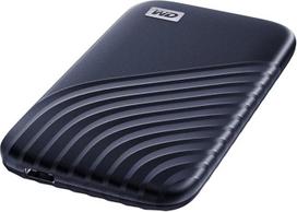 "WD My Passport SSD" 2 TB mobilioji SSD saugykla (NVMe technologija, suderinama su USB-C ir USB 3.2 Gen-2, skaitymas 1050MB/s, rašymas 1000MB/s), vidurnakčio mėlyna, kietasis diskas