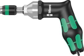 "Wera 7447 Kraftform" pistoleto formos rankena, reguliuojamo sukimo momento atsuktuvas su "Rapidaptor" greito keitimo griebtuvu, 6,35 mm, 63,5-139,7 cm.lbs