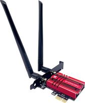 "WiFi 6E AXE5400 PCIe WLAN kortelė kompiuteriui "Intel AX210" mikroschemų rinkinys su "Bluetooth 5.3" PCI Express tinklo kortelė Trijuose dažniuose (6 GHz/5 GHz/2,4 GHz) iki 5374Mbit/s, tinkanti "Windows 10/11" (raudona)