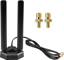 "WiFi 6E" antenos rinkinys 2,4 GHz 5,8 GHz 6 GHz RP-SMA vyriškos magnetinės bazės "WiFi SUB 6" tinklo antenos antena ir RP-SMA moteriškos lyties į TS9 vyriškos lyties adapteris, skirtas PCI-E belaidžio maršrutizatoriaus "Hotspot Extender" stiprintuvui
