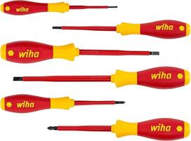 "Wiha SoftFinish" elektrinių atsuktuvų rinkinys I Pozidriv 6 dalių - aukštos kokybės rankinių įrankių rinkinys I Elektriko įrankis I IEC 60900 standartas I SoftFinish rankena I Didina efektyvumą (25477)