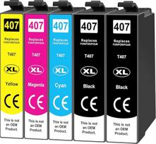 "Yowell" 5 x 407XL spausdintuvo kasetės, suderinamos su "Epson 407 XL" rašalu, skirtu "Workforce Pro" WF-4745 WF-4745DTWF