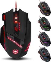 "zelotes" laidinė žaidimų pelė su 9200 DPI, 8 programuojamais mygtukais, reguliuojamu svoriu, RGB apšvietimu, ergonomišku dizainu, pelė su kabeliu, skirta PC, Mac, nešiojamiesiems kompiuteriams, juoda